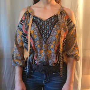 Multicolored off the shoulder blouse